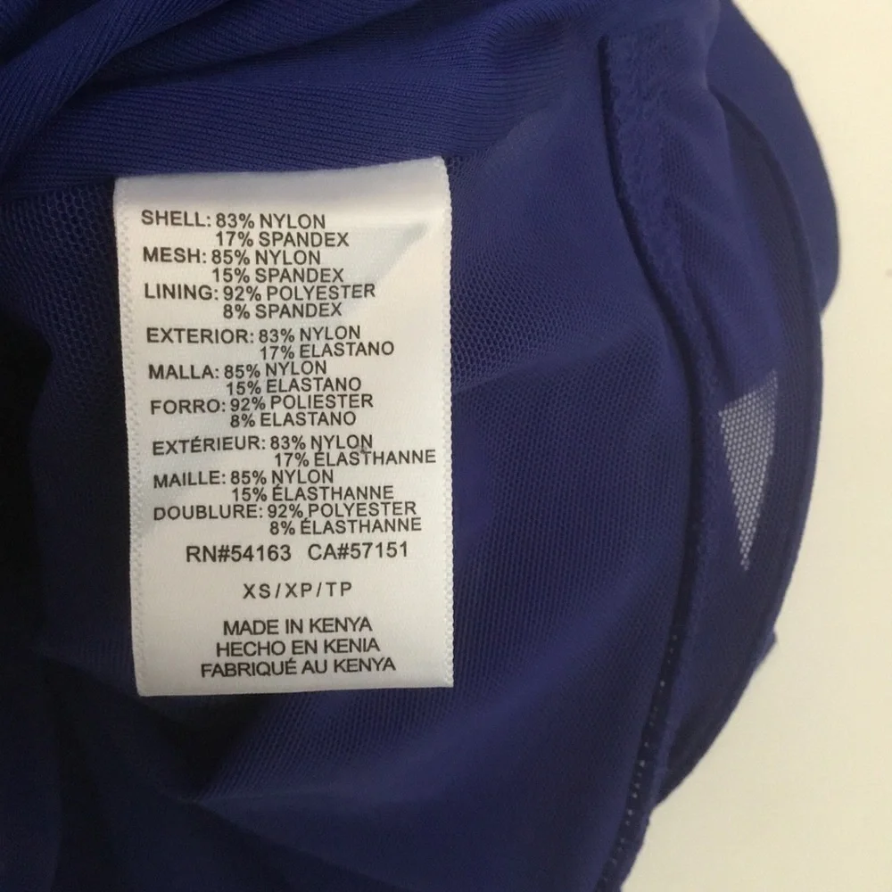DKNY XS One Piece Blue Bathing Suit Underwire Ruching Swimsuit Swim Ruffle NWOT - Picture 10 of 13